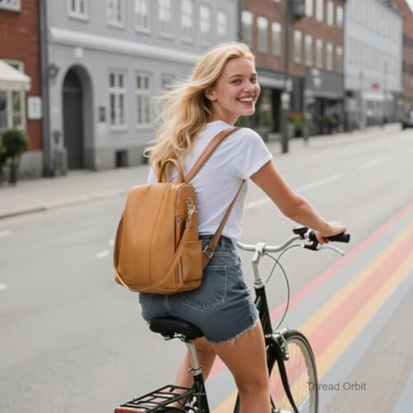 Genuine Leather Anti-Theft Backpack Purse Large Capacity Convertible
